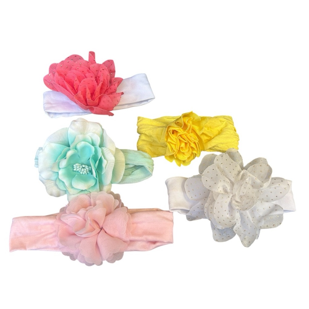 Floral Kids Headband Set - Pink, Yellow, Blue, White